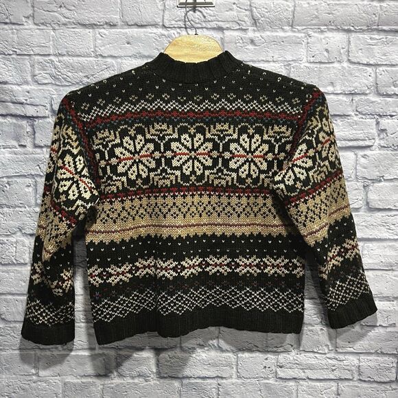 Vintage Abercrombie Fitch Sweater Men Wool Fair Isle Nordic Chunky Knit Sz Large - Picture 2 of 7